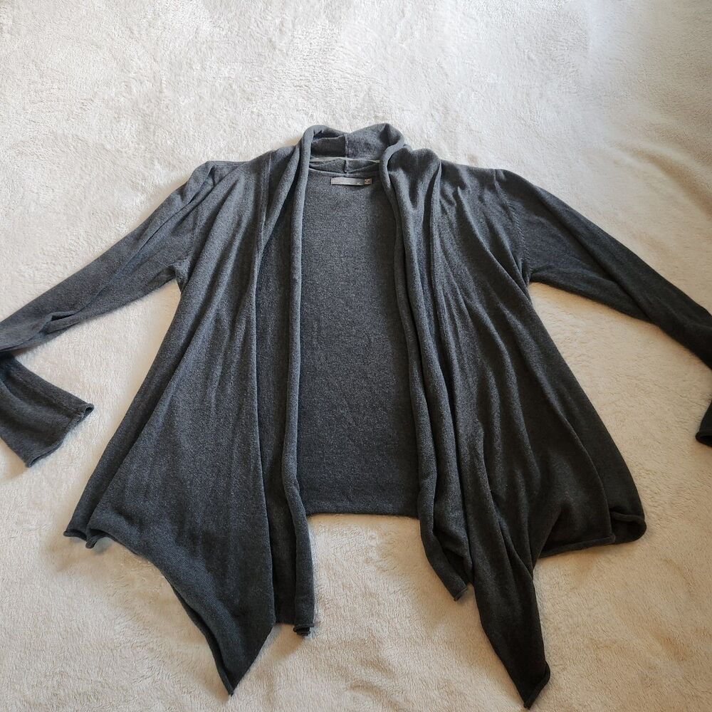 prAna Organic Cotton Open Front Waterfall Cardigan Wrap Gray XL EUC